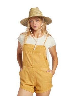 Billabong Yellow Sleeveless Romper with Front Pockets xxl